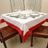 Hemstitch Square Tablecloth. Red border