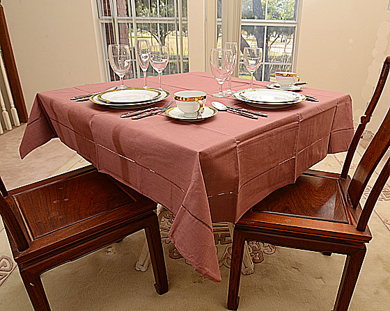 Hemstitch festive 54"square tablecloth