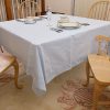 Hemstitch festive 70 inches square tablecloth, baby blue color