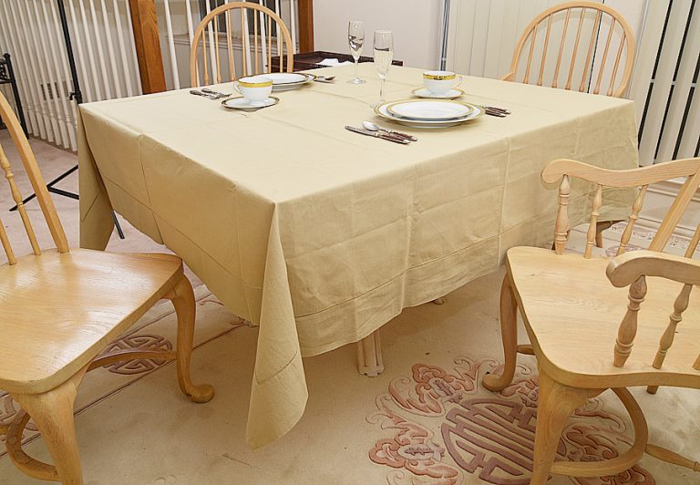 Square Hemstitch Tablecloth. 70″x70″. Taupe Colored Festive Tablecloths