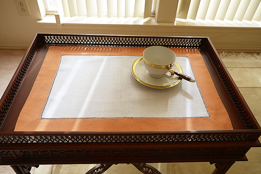 Hemstitch Placemat, Color on Color Burnt Orange Border.