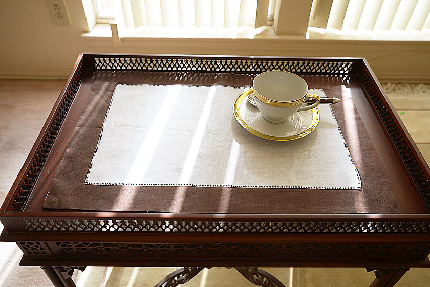 Hemstitch Placemat, Color on Color Chocolate Fondant Border.