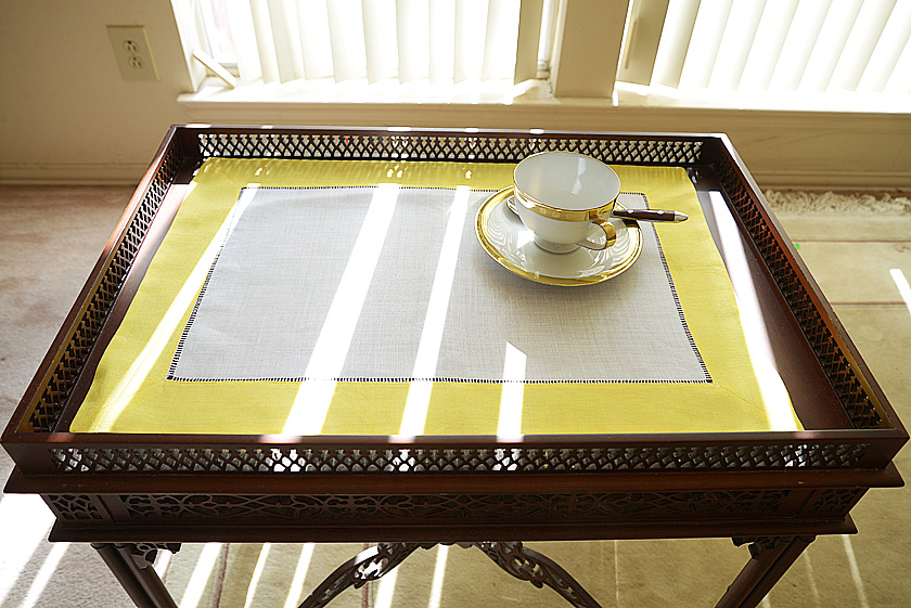 Hemstitch Placemat, Color on Color Golden Kiwi Border.