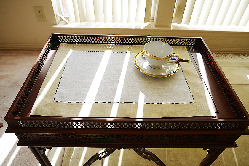 Hemstitch Placemat, Color on Color Marzipan Border.