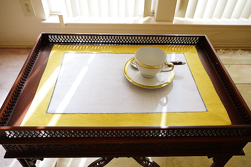 Hemstitch Placemat, Color on Color Spicy Mustard Border.